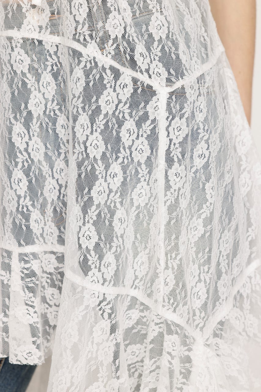 HEM DESIGN LACE FRILL L／トップス WHT FREE