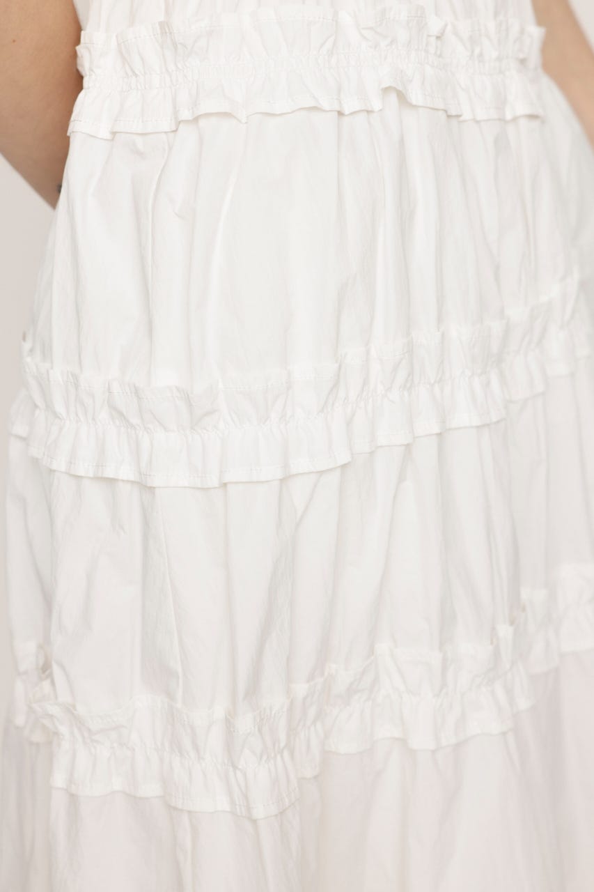 ASYMMETRY FRILL ロングワンピース WHT 2