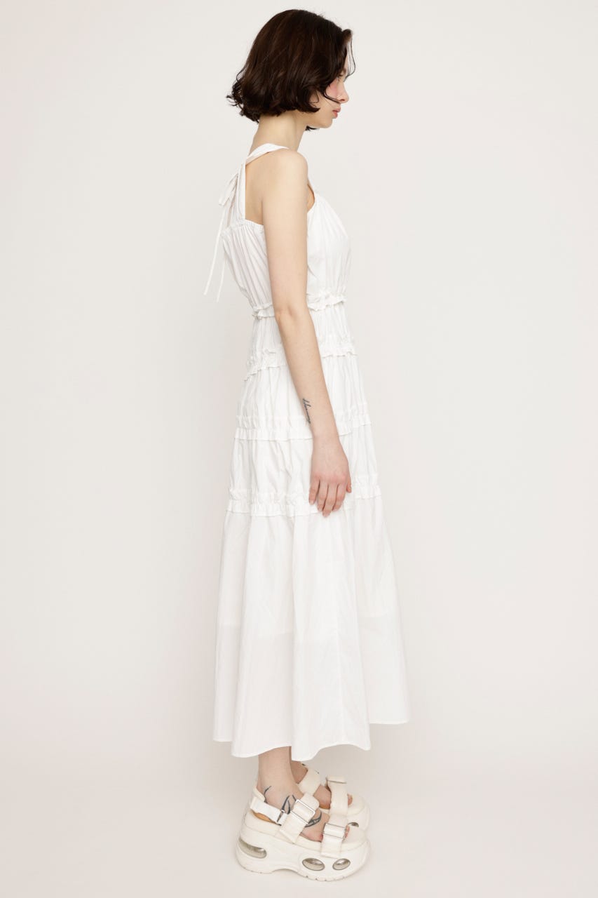 ASYMMETRY FRILL ロングワンピース WHT 2
