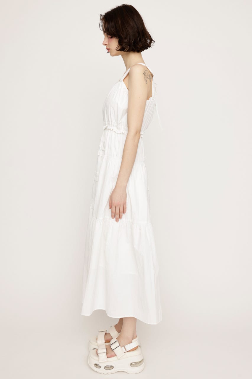 ASYMMETRY FRILL ロングワンピース WHT 2