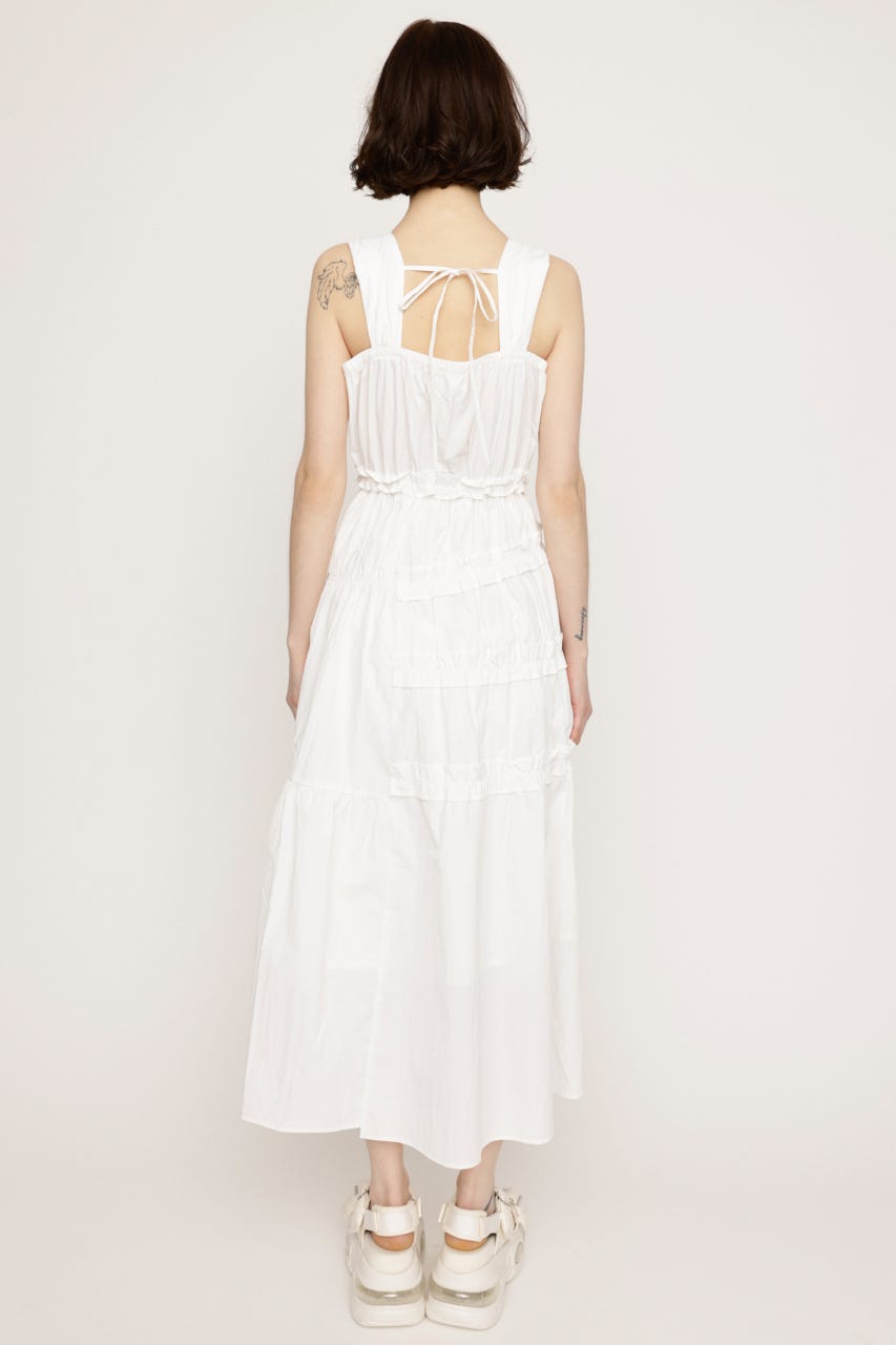 ASYMMETRY FRILL ロングワンピース WHT 2