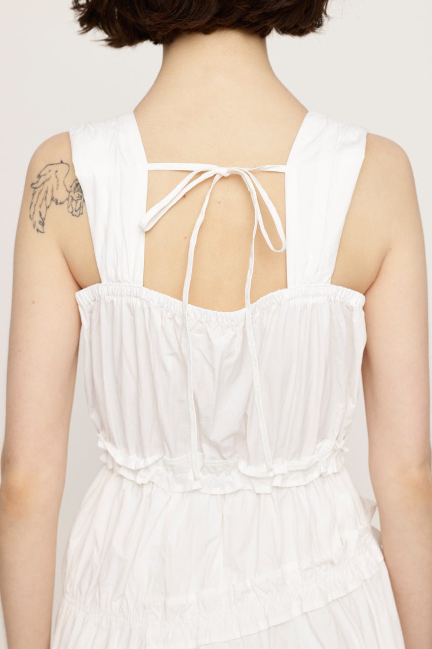 ASYMMETRY FRILL ロングワンピース WHT 2