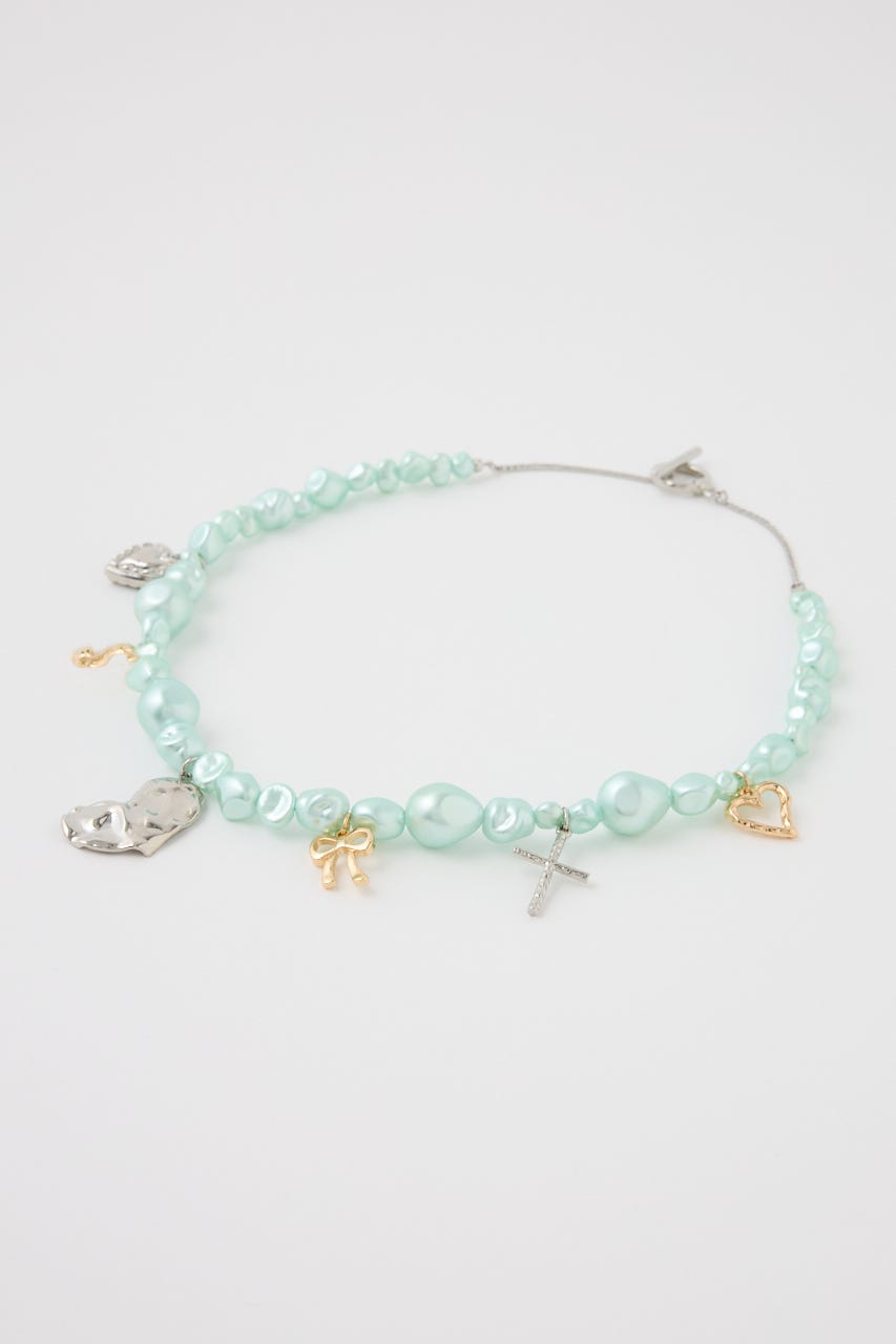 FAUX PEARL CHARM ネックレス MINT FREE