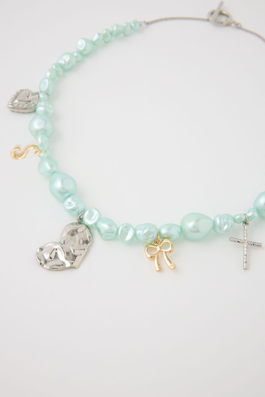FAUX PEARL CHARM ネックレス MINT FREE