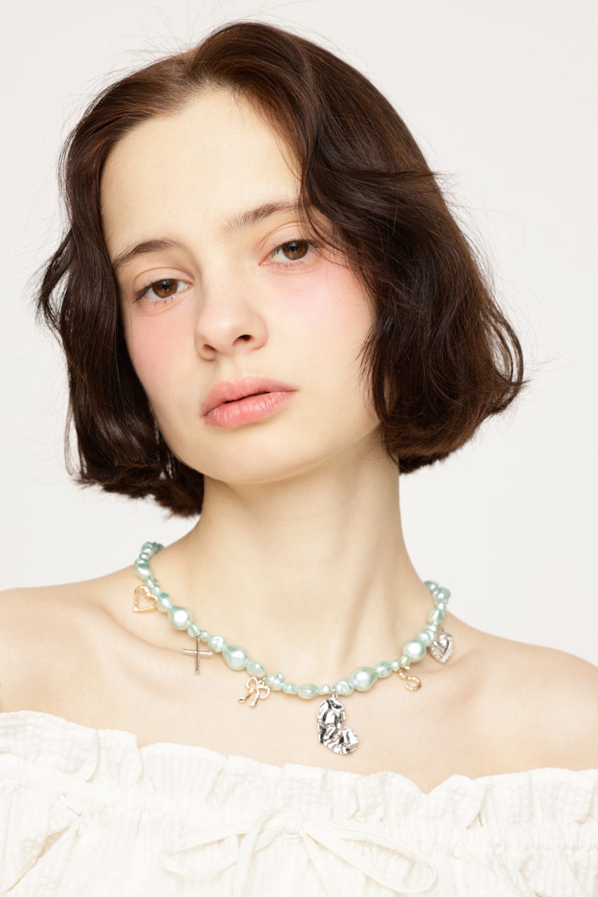 FAUX PEARL CHARM ネックレス MINT FREE
