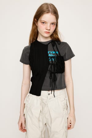 tシャツ ASYMMETRY RIB HG BIBS アシンメトリー リブ ハイゲージ ビブス 夏服 レディース SLY tシャツ ASYMMETRY RIB HG BIBS アシンメトリー リブ