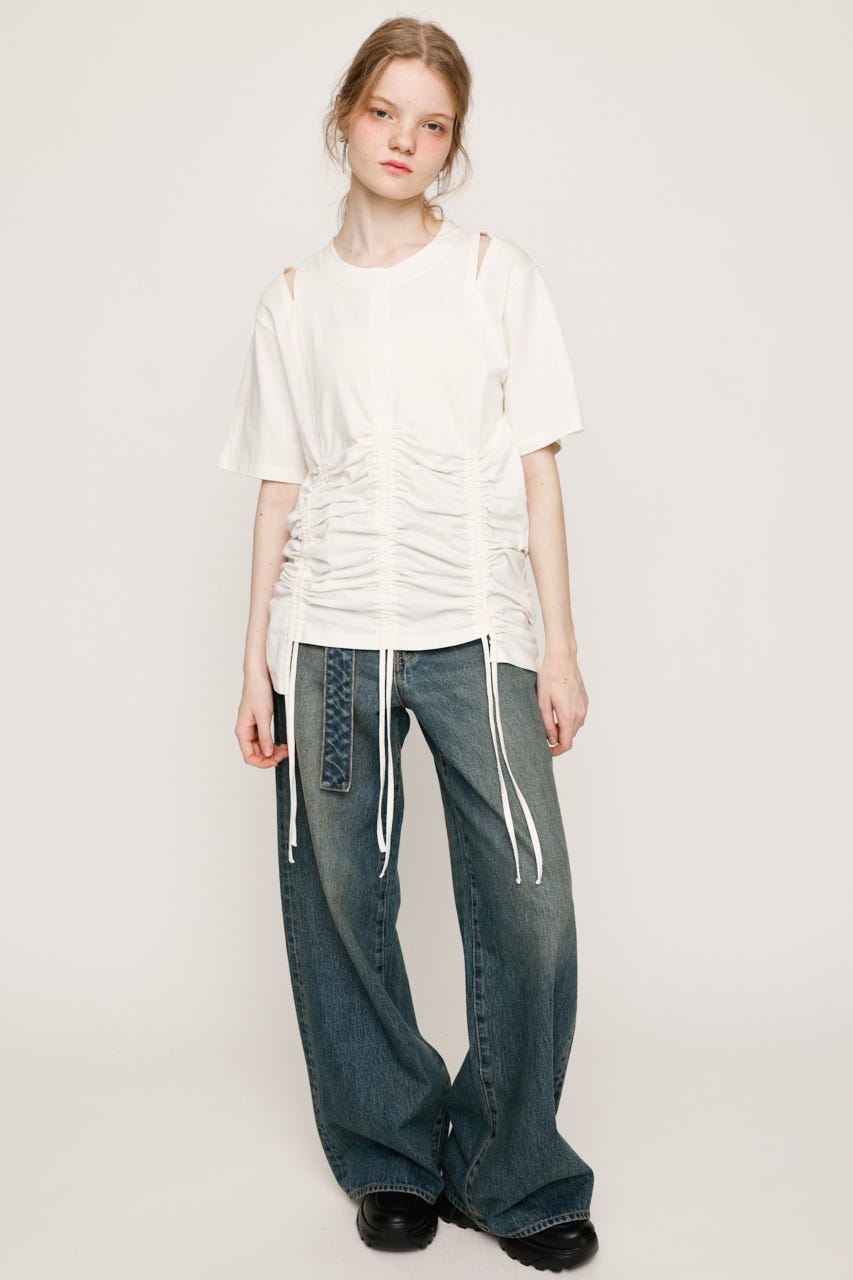 SLY | STEPHEM SHIRRING Tシャツ (Tシャツ・カットソー(長袖