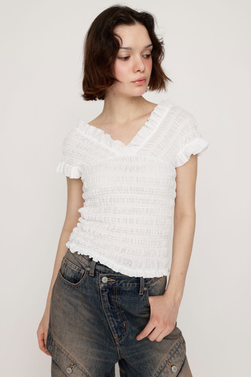 SLY | SHEER SHIRRING BUSTIER トップス (その他トップス