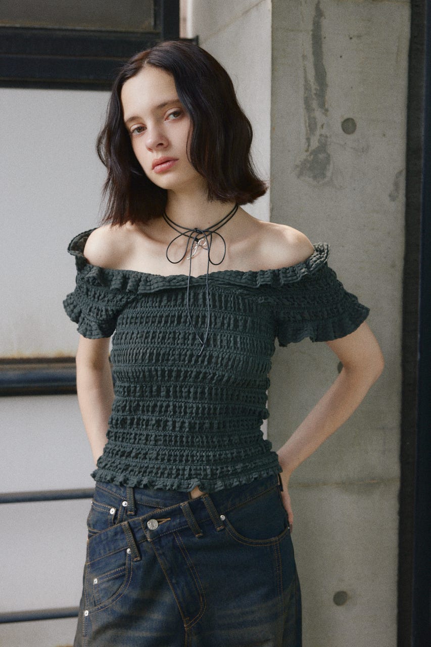 SLY | SHEER SHIRRING BUSTIER トップス (その他トップス