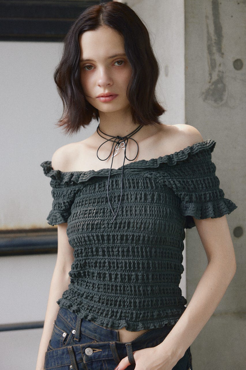 SLY | SHEER SHIRRING BUSTIER トップス (その他トップス