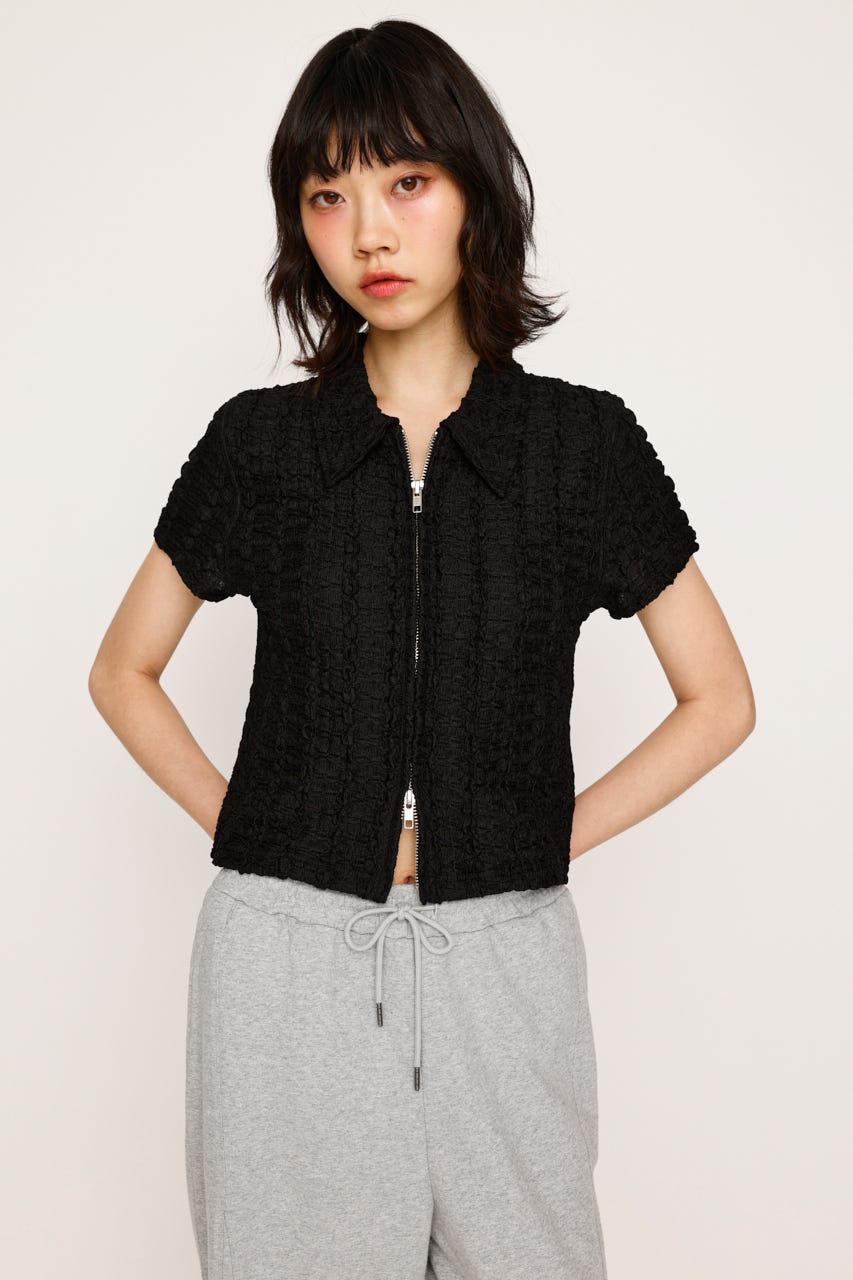 SLY | FRONT ZIP JQ トップス (Tシャツ・カットソー(半袖