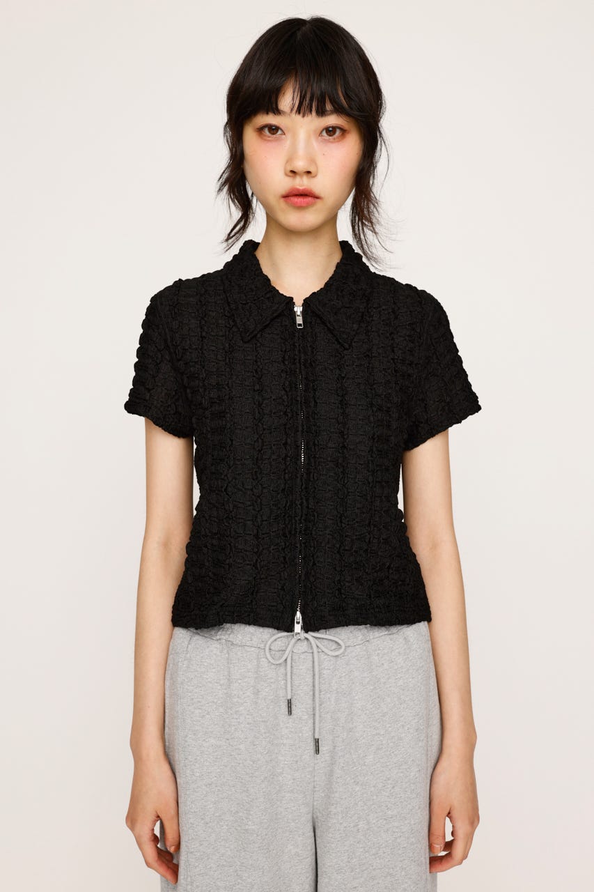 SLY | FRONT ZIP JQ トップス (Tシャツ・カットソー(半袖