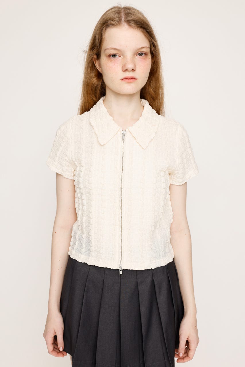 SLY スライ 半袖 トップス 白 FRONTZIP 2WAY フロントジップ FRONTZIP 2WAY TOPS フロントジップ 2ウェイ トップス 半袖 夏服