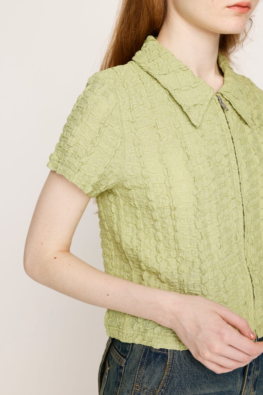 SLY FRONT ZIP JQ トップス ホワイト SLY tシャツ FRONT ZIP JQ TOPS フロントジップ ジャガード