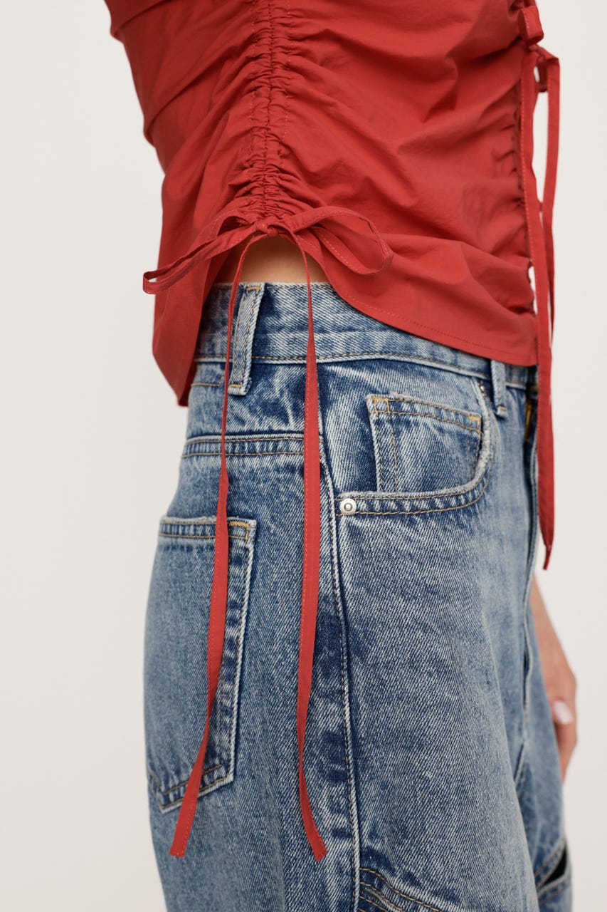 GATHER WOVEN トップス RED FREE