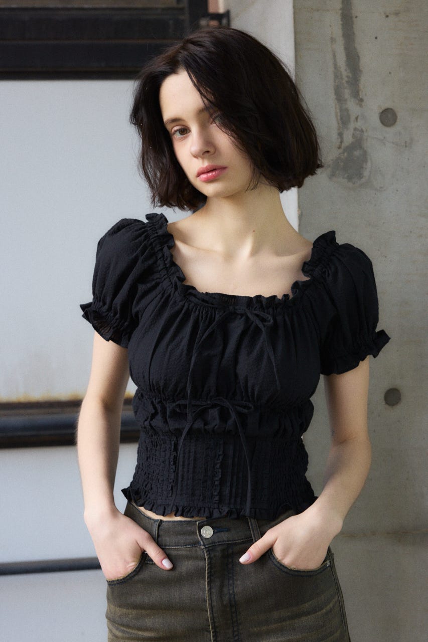 COTTON LACE トップス BLK FREE