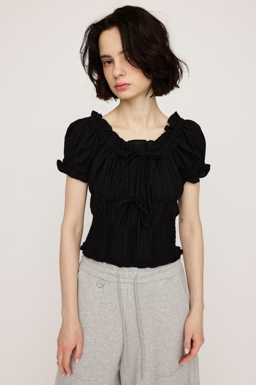 COTTON LACE トップス BLK FREE