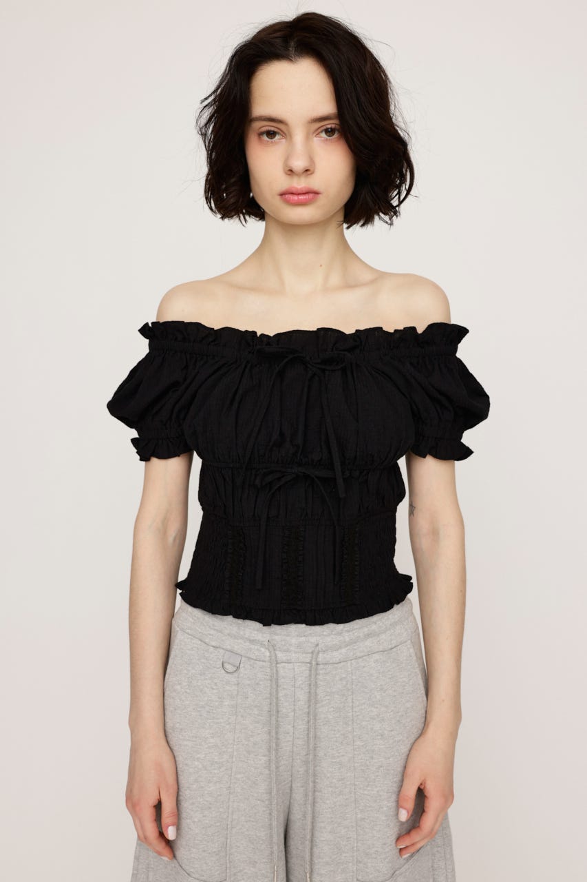 COTTON LACE トップス BLK FREE