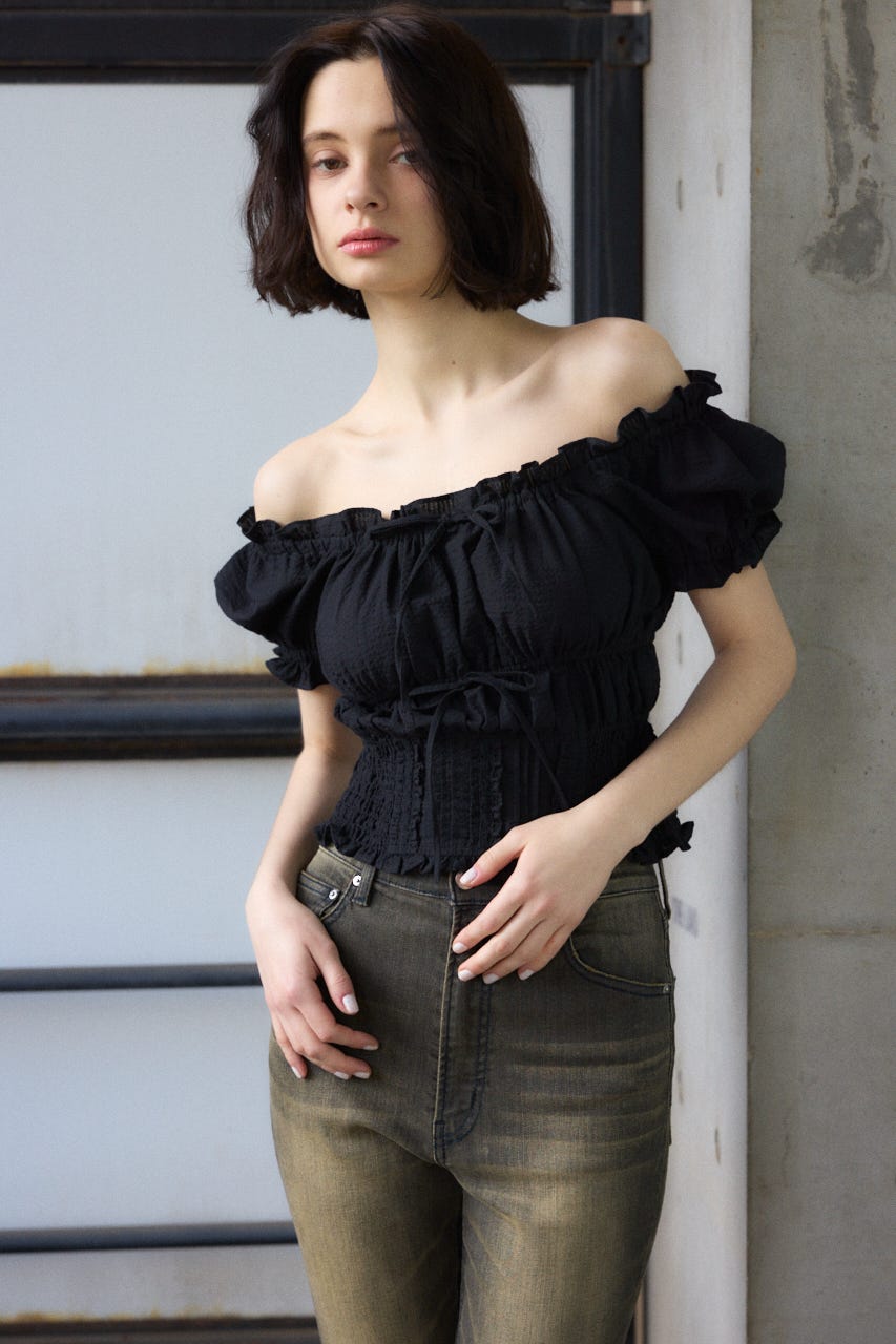 COTTON LACE トップス BLK FREE
