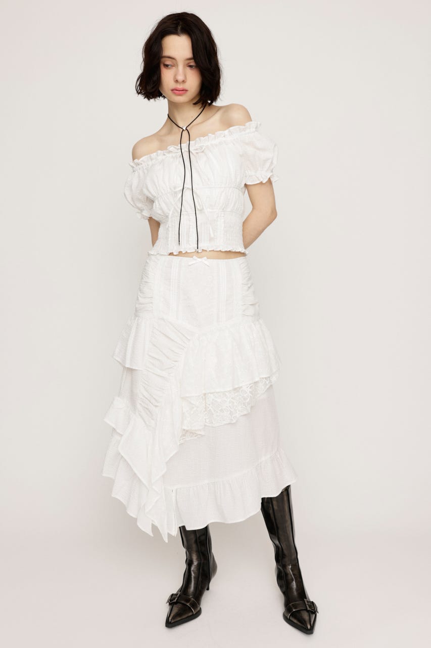 COTTON LACE トップス WHT FREE