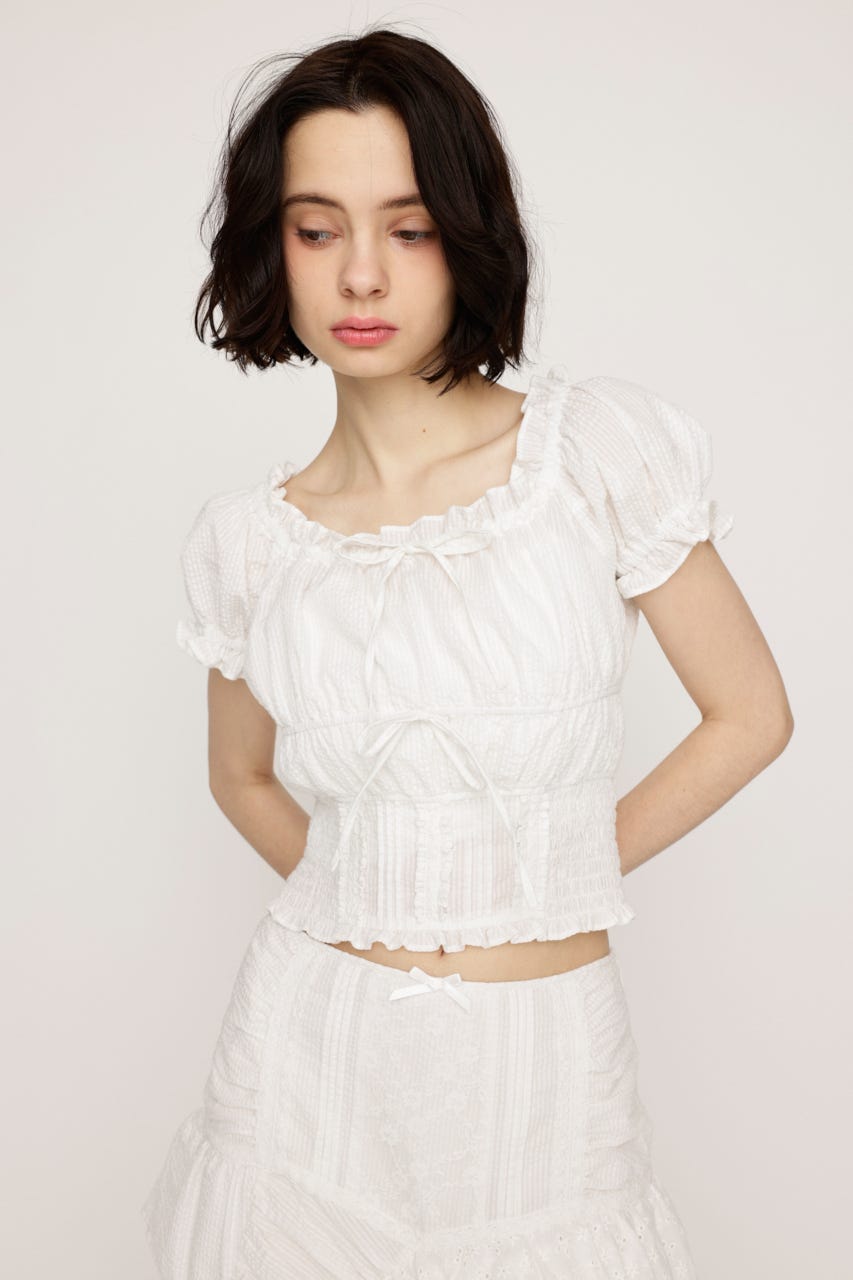 COTTON LACE トップス WHT FREE