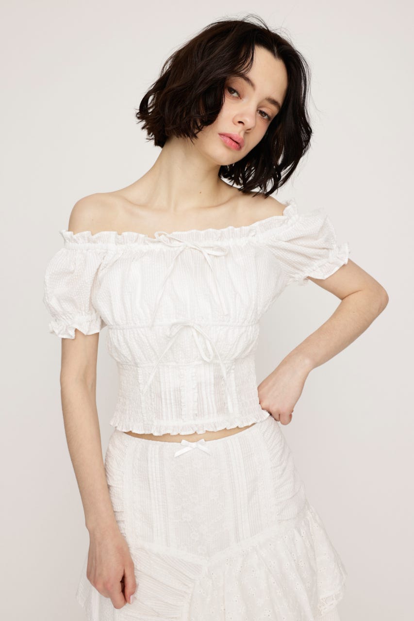 COTTON LACE トップス WHT FREE