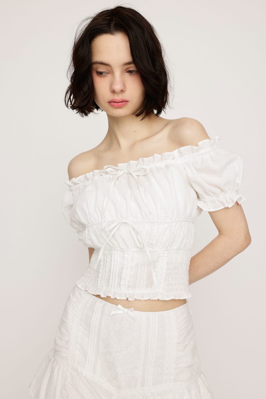 COTTON LACE トップス WHT FREE