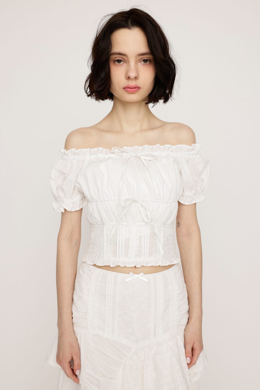 COTTON LACE トップス WHT FREE