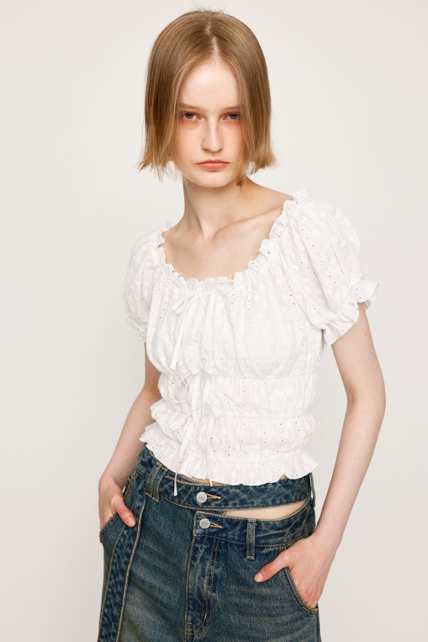 トップス Lure you in  PUFF FRILL POLOSHIRT TOPSの商品一覧 | Puff designs パフデザインズ