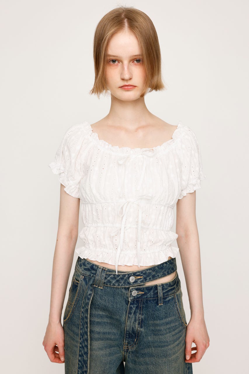 SLY | COTTON LACE PUFF SLEEVE トップス (シャツ・ブラウス