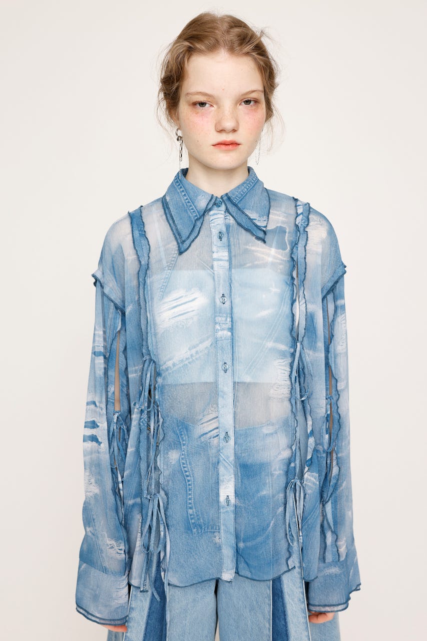 SLY | CUTOUT SHEER RIBBON シャツ (シャツ・ブラウス ) |SHEL
