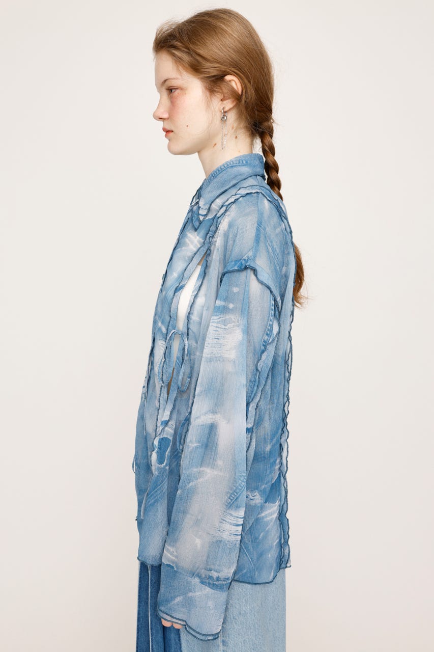 SLY | CUTOUT SHEER RIBBON シャツ (シャツ・ブラウス ) |SHEL