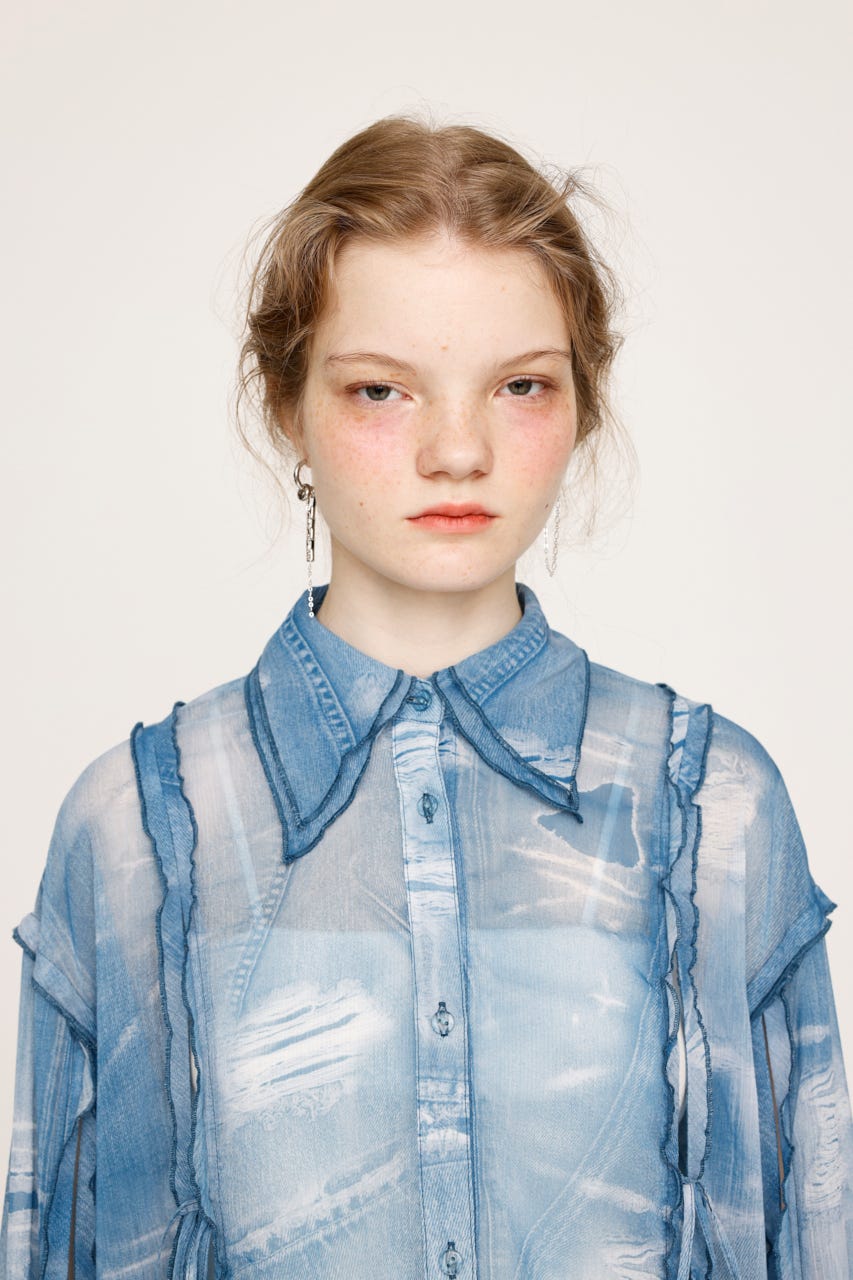SLY | CUTOUT SHEER RIBBON シャツ (シャツ・ブラウス ) |SHEL
