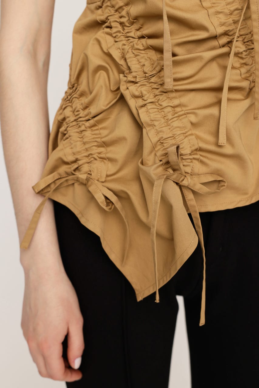 DRAWSTRING CAMI トップス BEG FREE