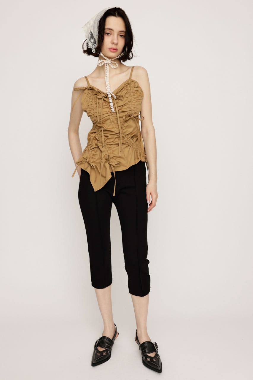 DRAWSTRING CAMI トップス BEG FREE