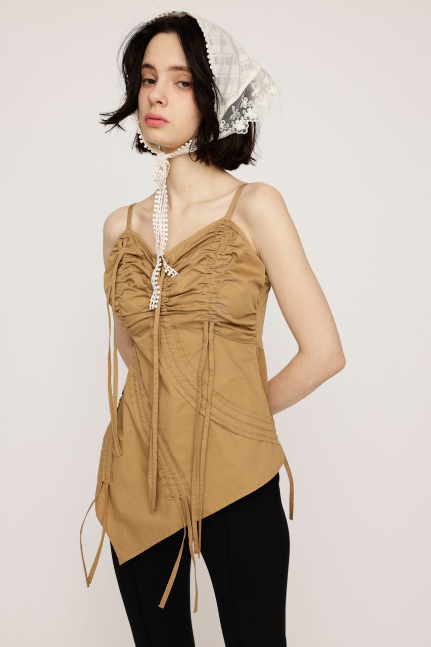 DRAWSTRING CAMI トップス BEG FREE