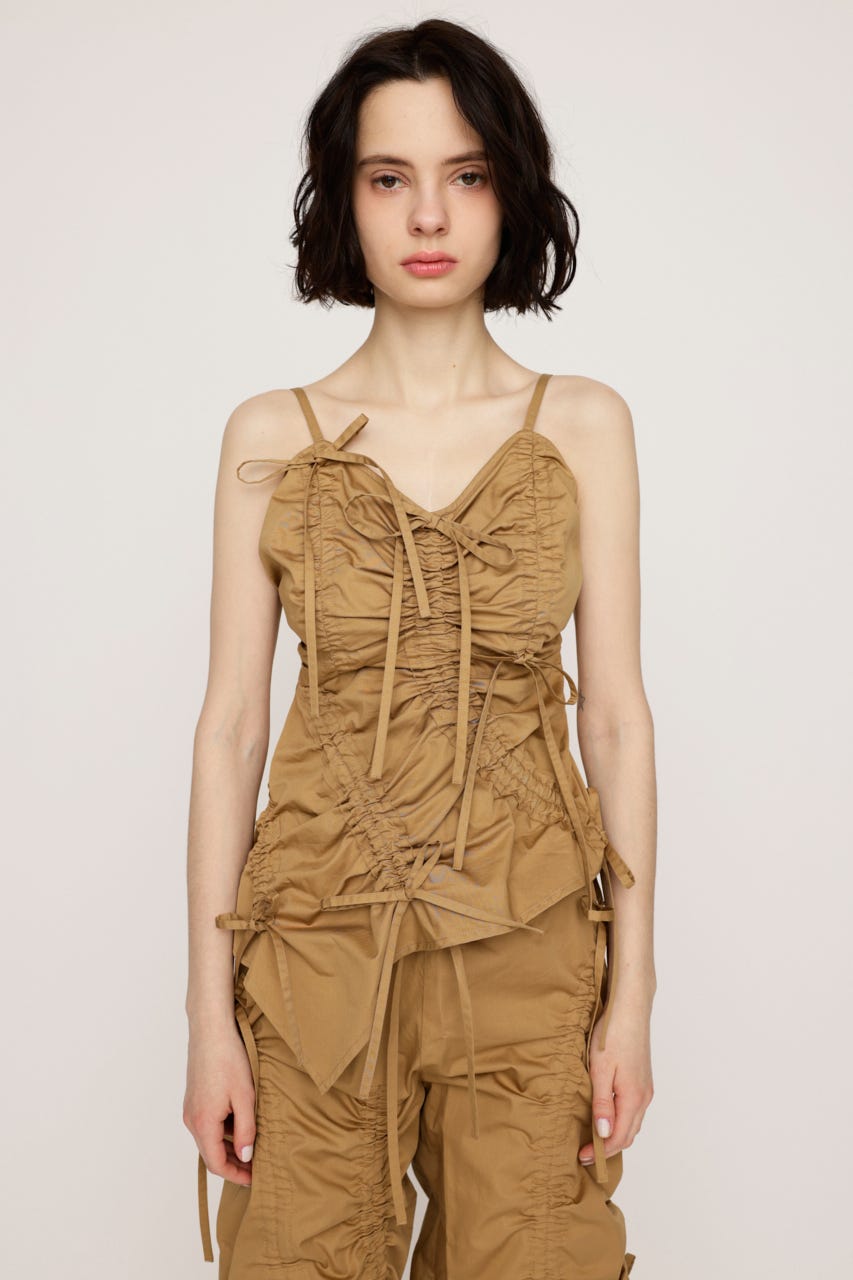 DRAWSTRING CAMI トップス BEG FREE