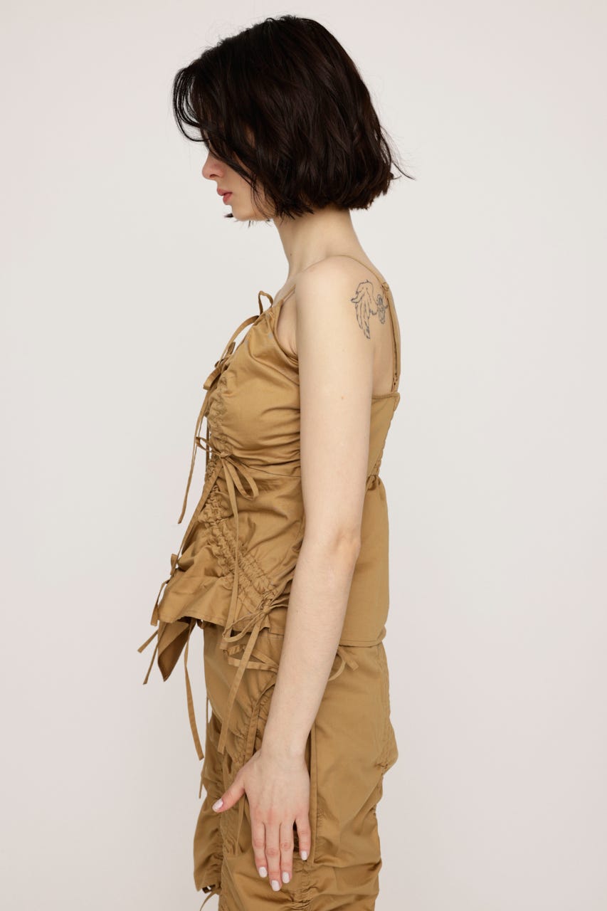 DRAWSTRING CAMI トップス BEG FREE