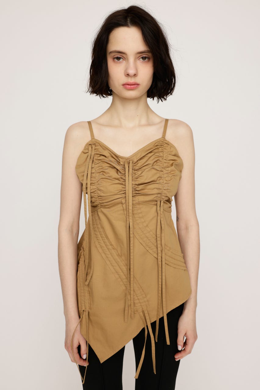 DRAWSTRING CAMI トップス BEG FREE