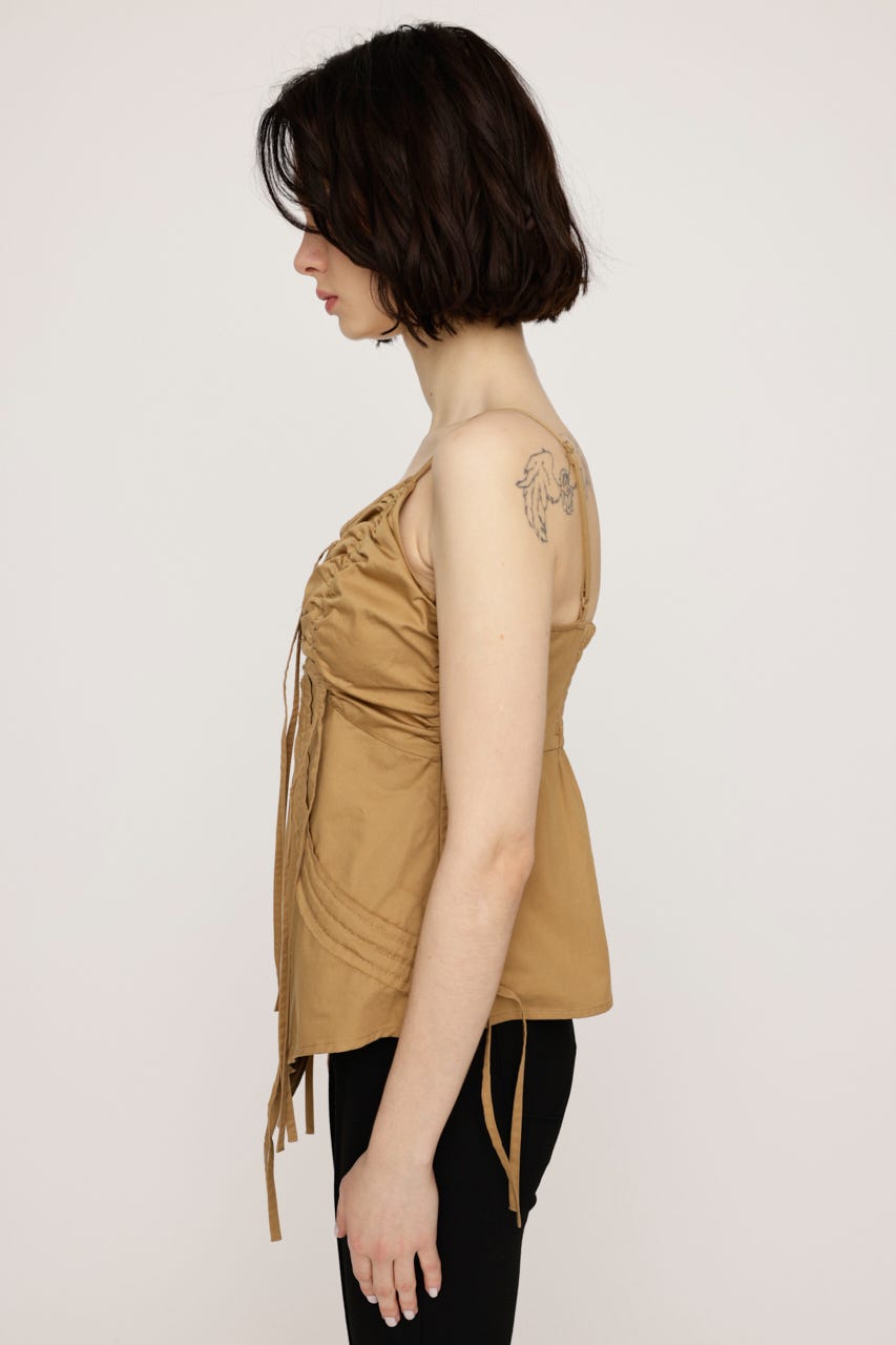 DRAWSTRING CAMI トップス BEG FREE
