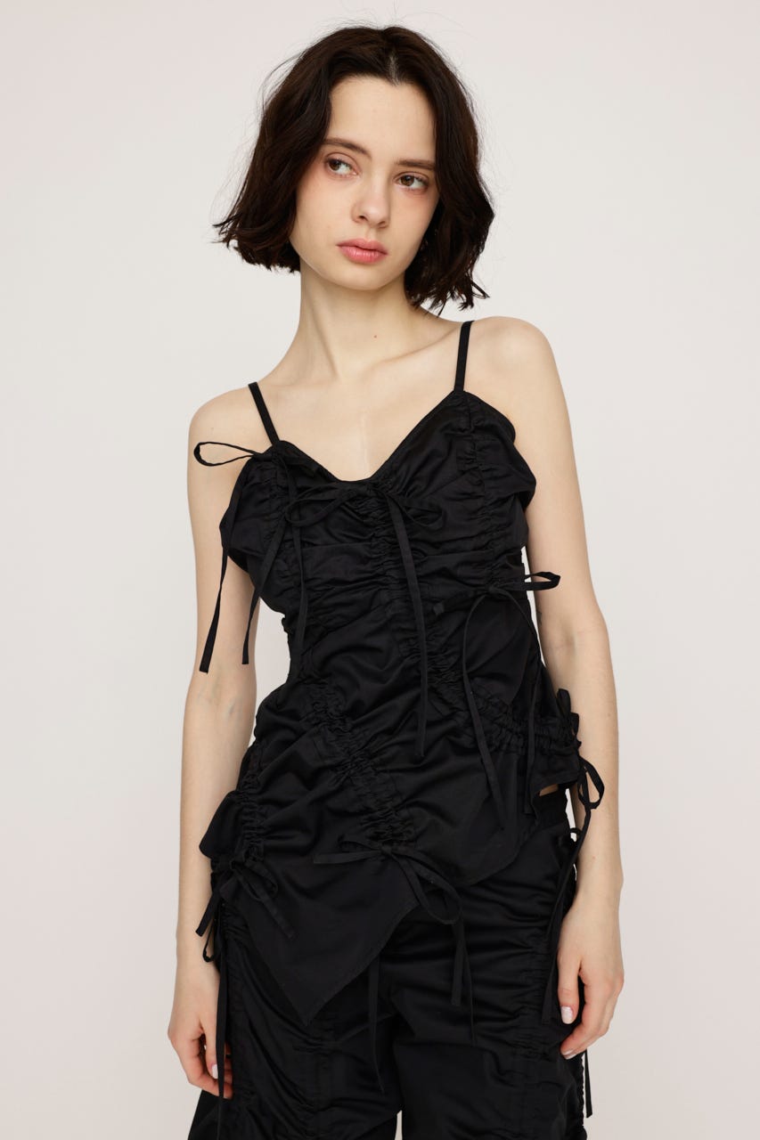 DRAWSTRING CAMI トップス BLK FREE
