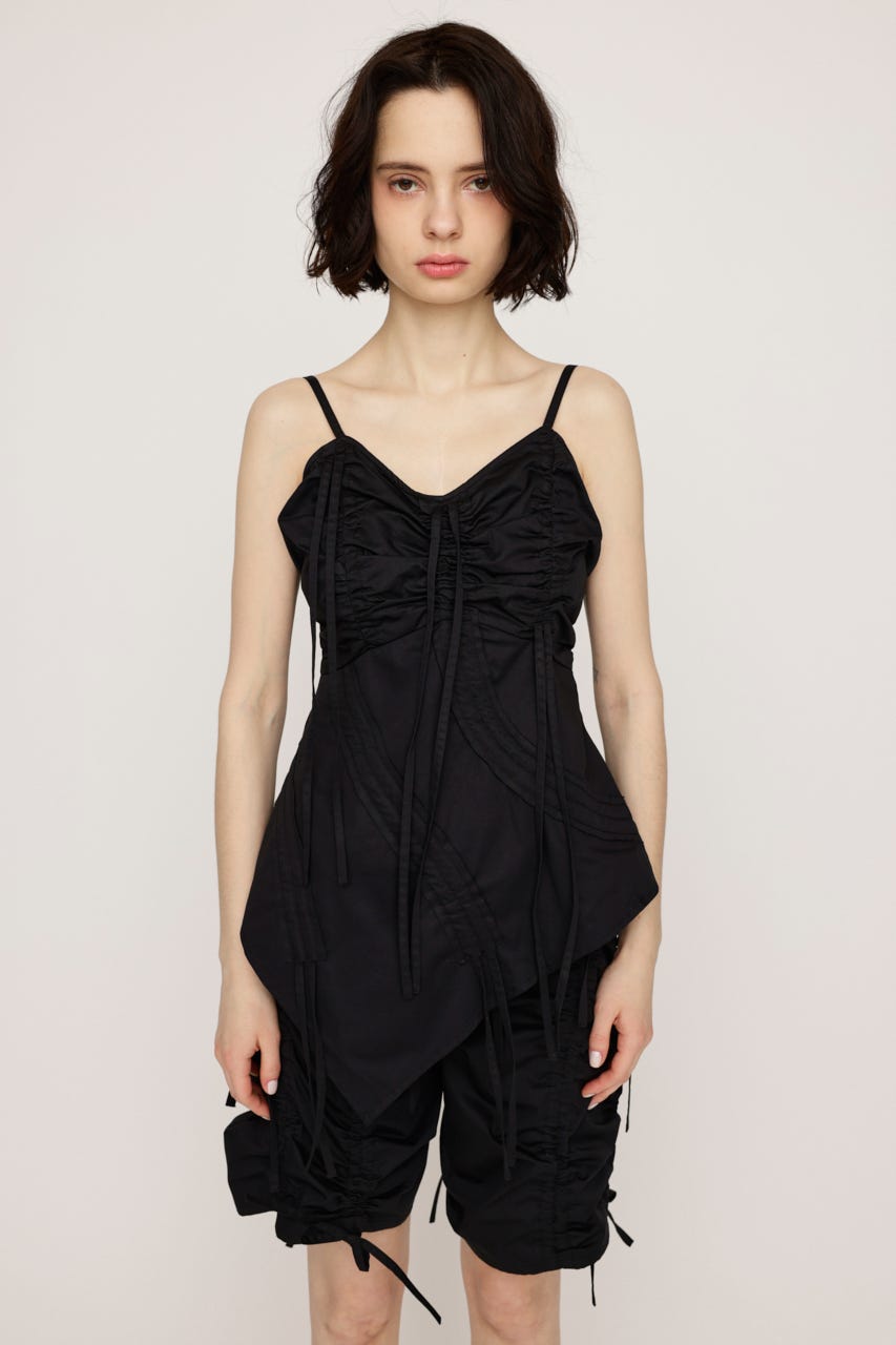 DRAWSTRING CAMI トップス BLK FREE