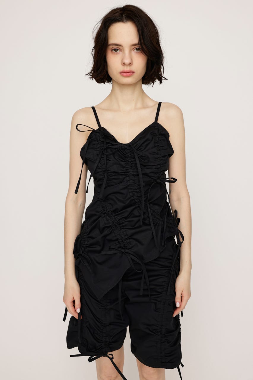 DRAWSTRING CAMI トップス BLK FREE
