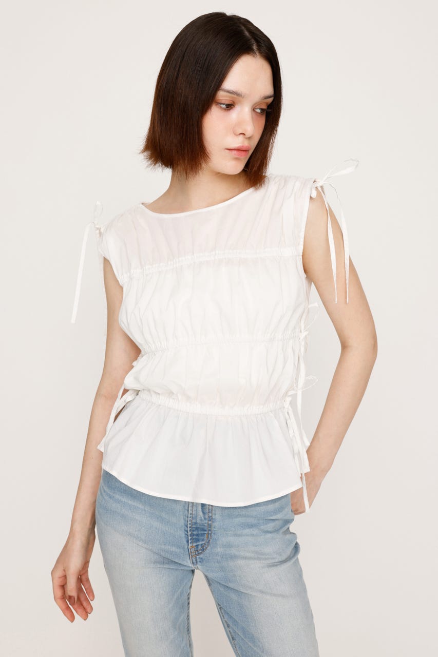 SLY | GATHER RIBBON WOVEN ブラウス (シャツ・ブラウス ) |SHEL
