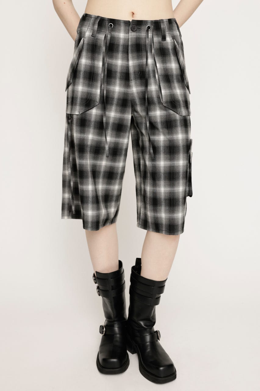 DAMAGE LACE CHECK MIDDLE パンツ M/BLK 2