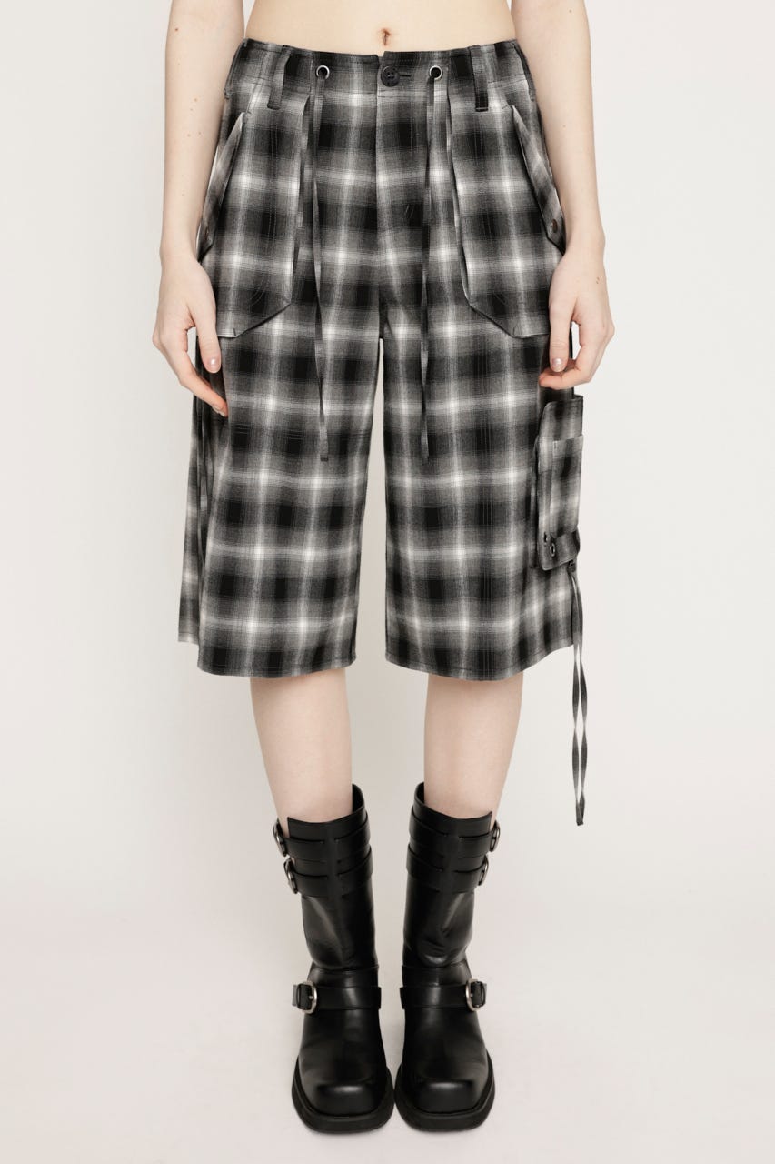DAMAGE LACE CHECK MIDDLE パンツ M/BLK 2