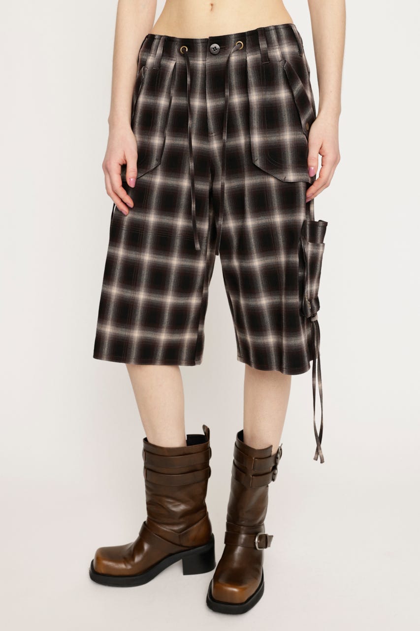 DAMAGE LACE CHECK MIDDLE パンツ M/BRN 2