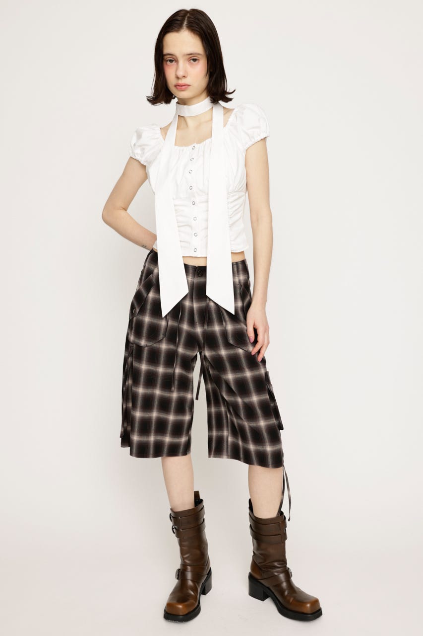 DAMAGE LACE CHECK MIDDLE パンツ M/BRN 2