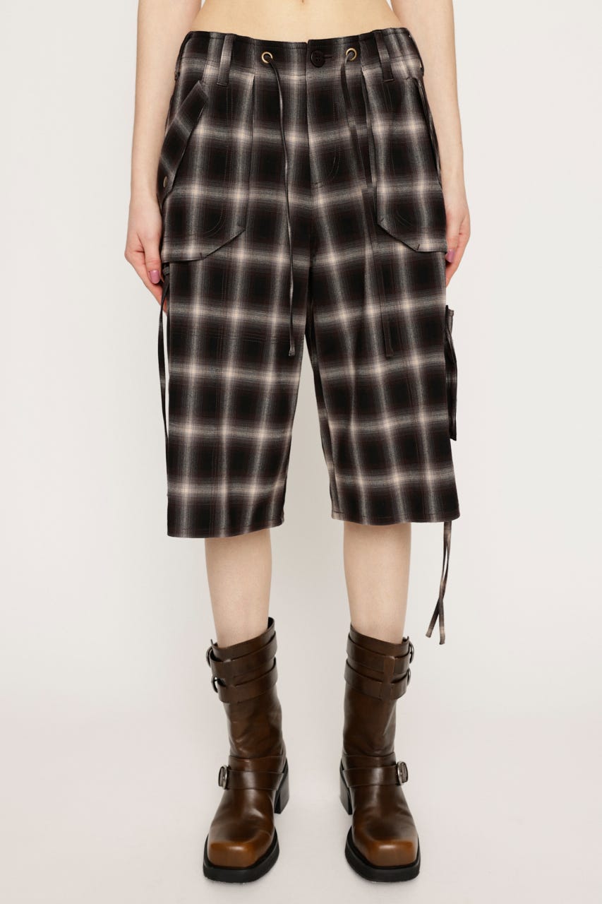 DAMAGE LACE CHECK MIDDLE パンツ M/BRN 2