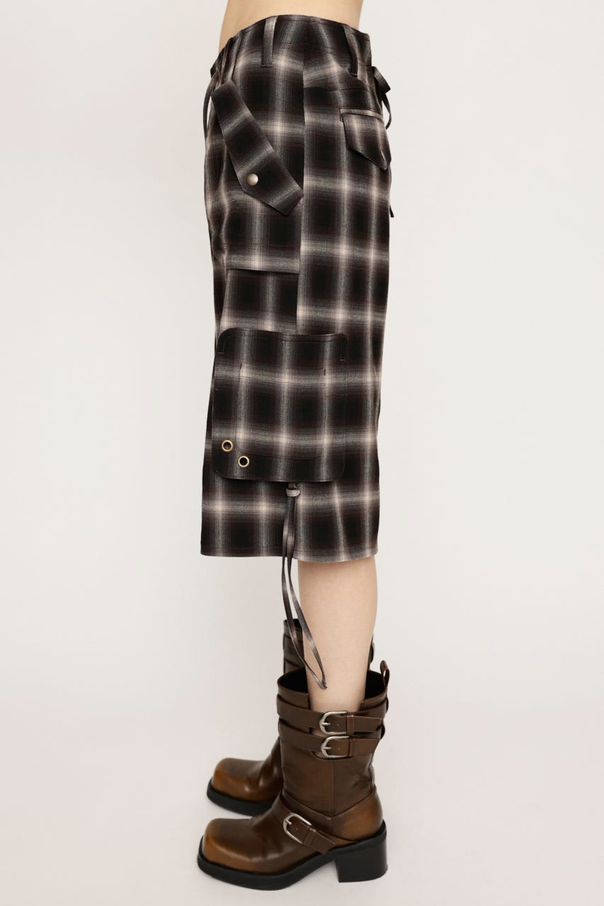 DAMAGE LACE CHECK MIDDLE パンツ M/BRN 2